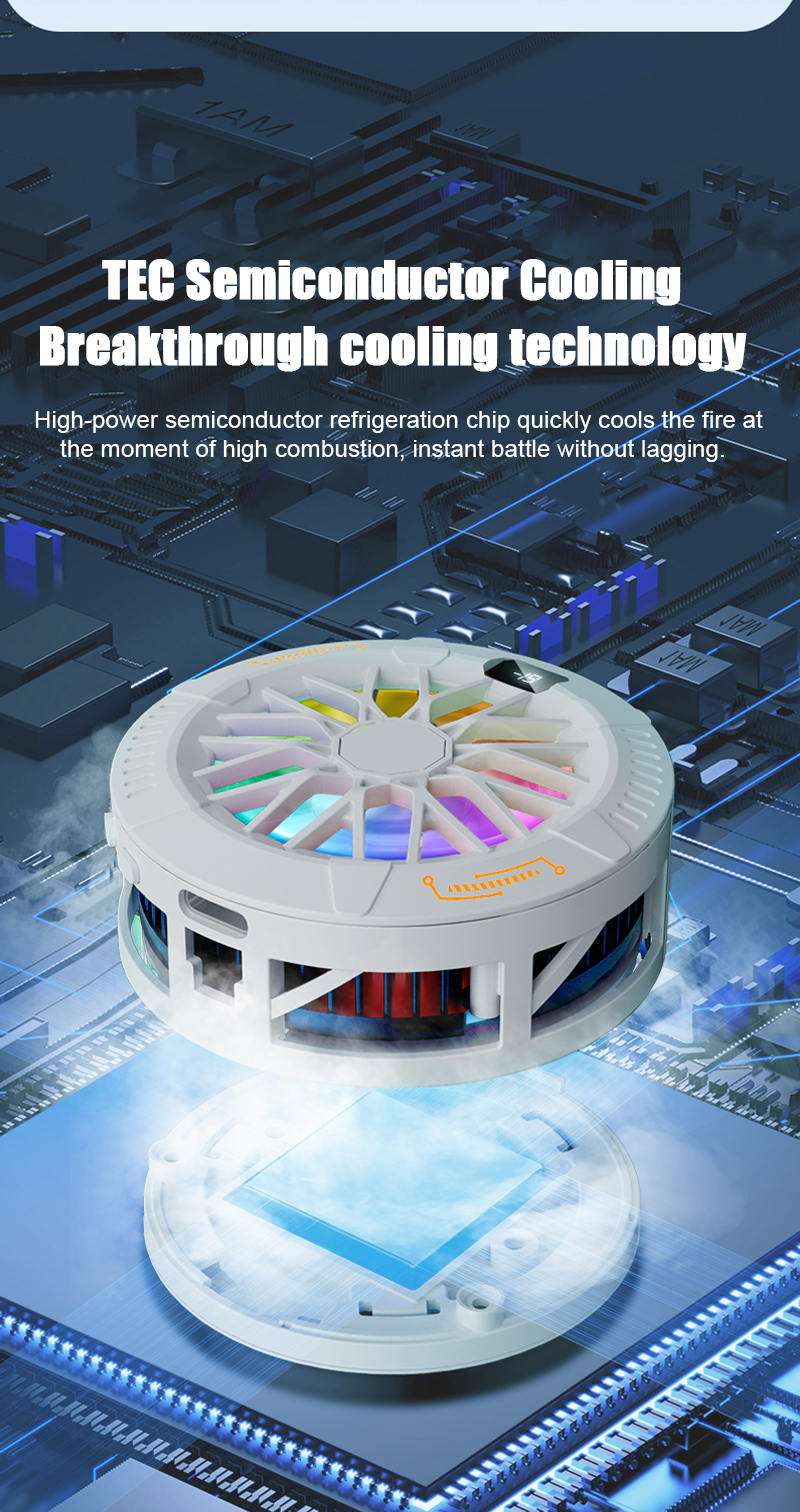 Mobile semiconductor cooling fan radiator, magnetic back clamp, gaming ...