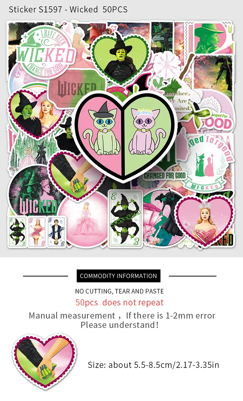 50PCS Wicked Stickers Funny Movie Decals Waterproof Decoration ...