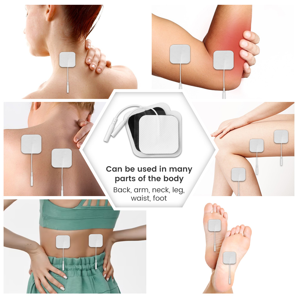 Electrode Patches with 2mm Connector for TENS EMS Nerve and Muscle ...