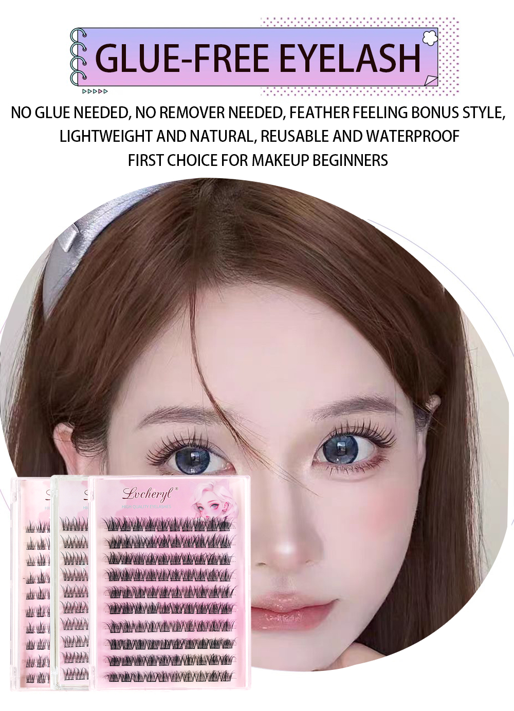 Fishtail Glue Free Eyelashes With Free Tweezers 120 Clusters Natural ...