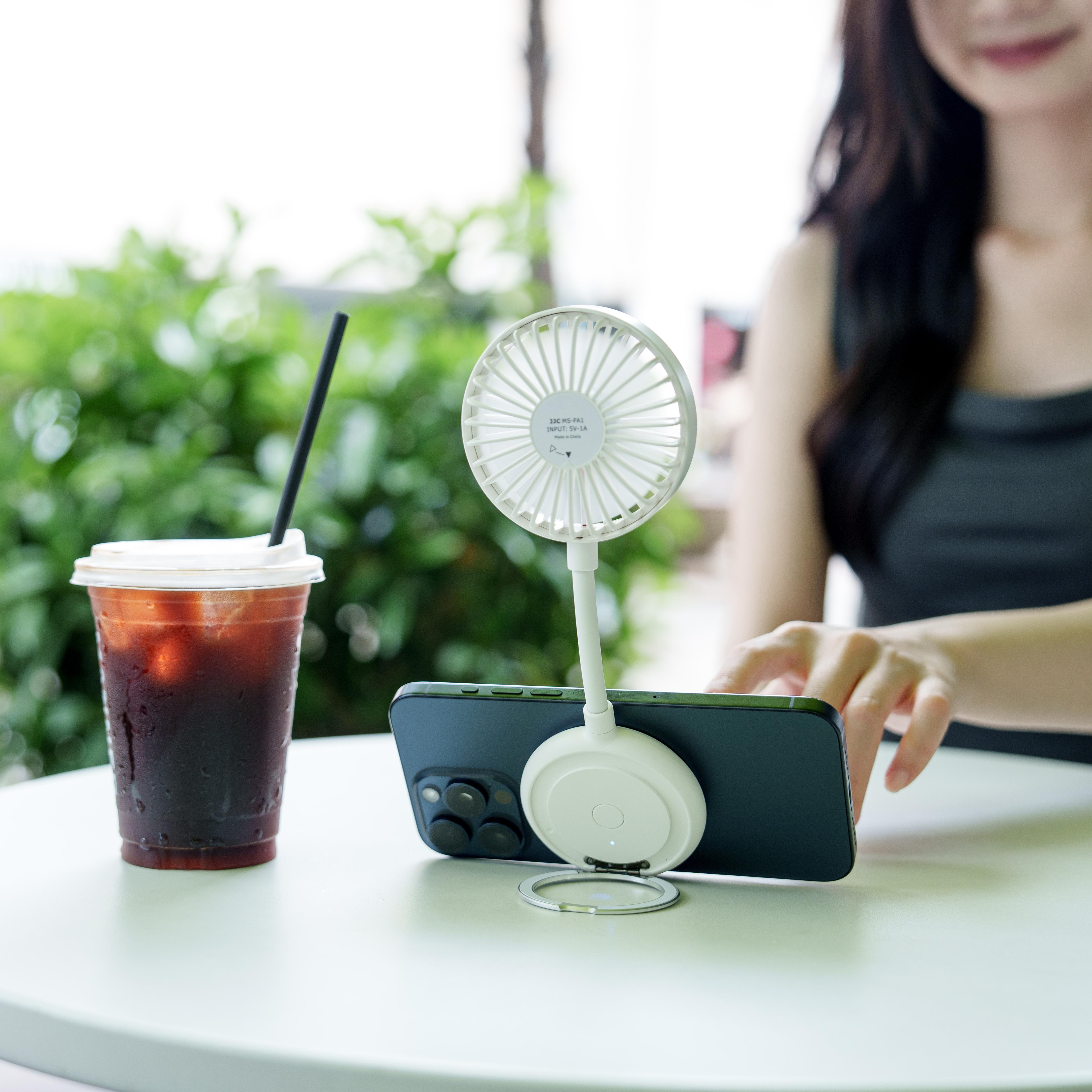 JJC Magnetic Handheld Phone Fan Flexible Desk Stand Fan for Apple 16 15 ...