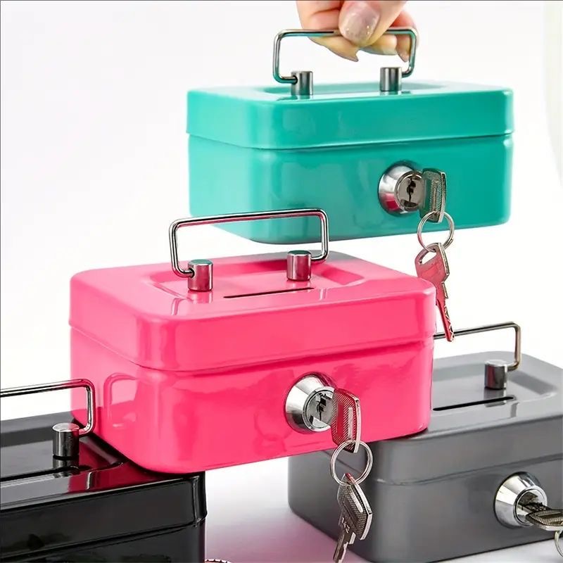 Mini Cash Box Coin Piggy Bank Money Box Organizer Cash Box With Lock ...
