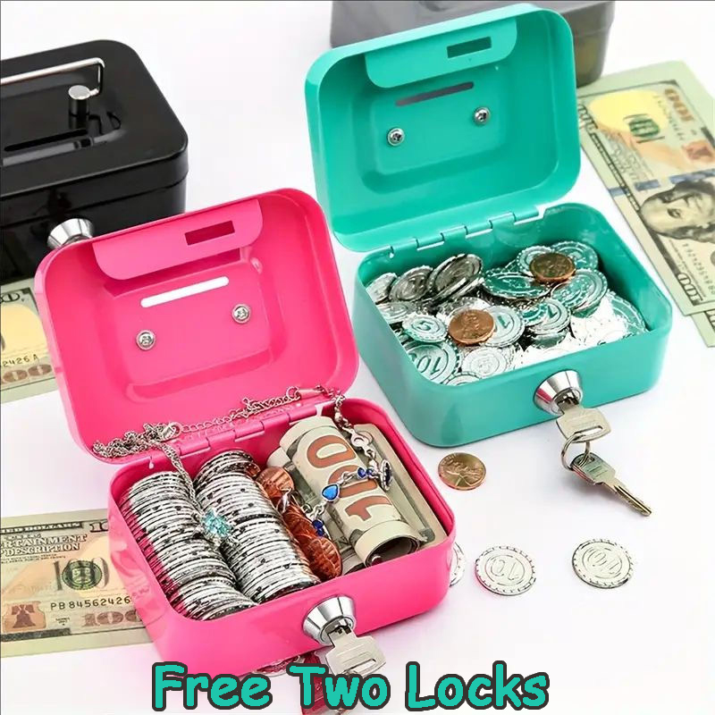 Mini Cash Box Coin Piggy Bank Money Box Organizer Cash Box With Lock ...