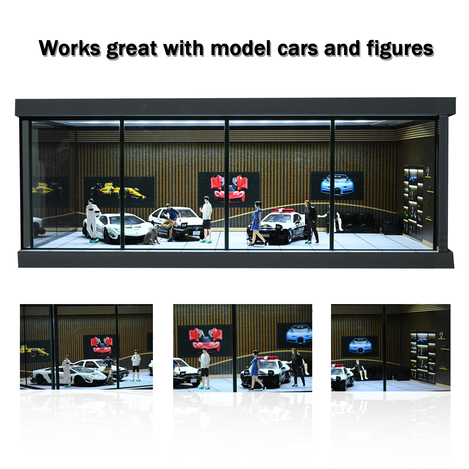 Collector 1/64 Car Garage Model with LED Lights Parking Lot Alloy Car ...