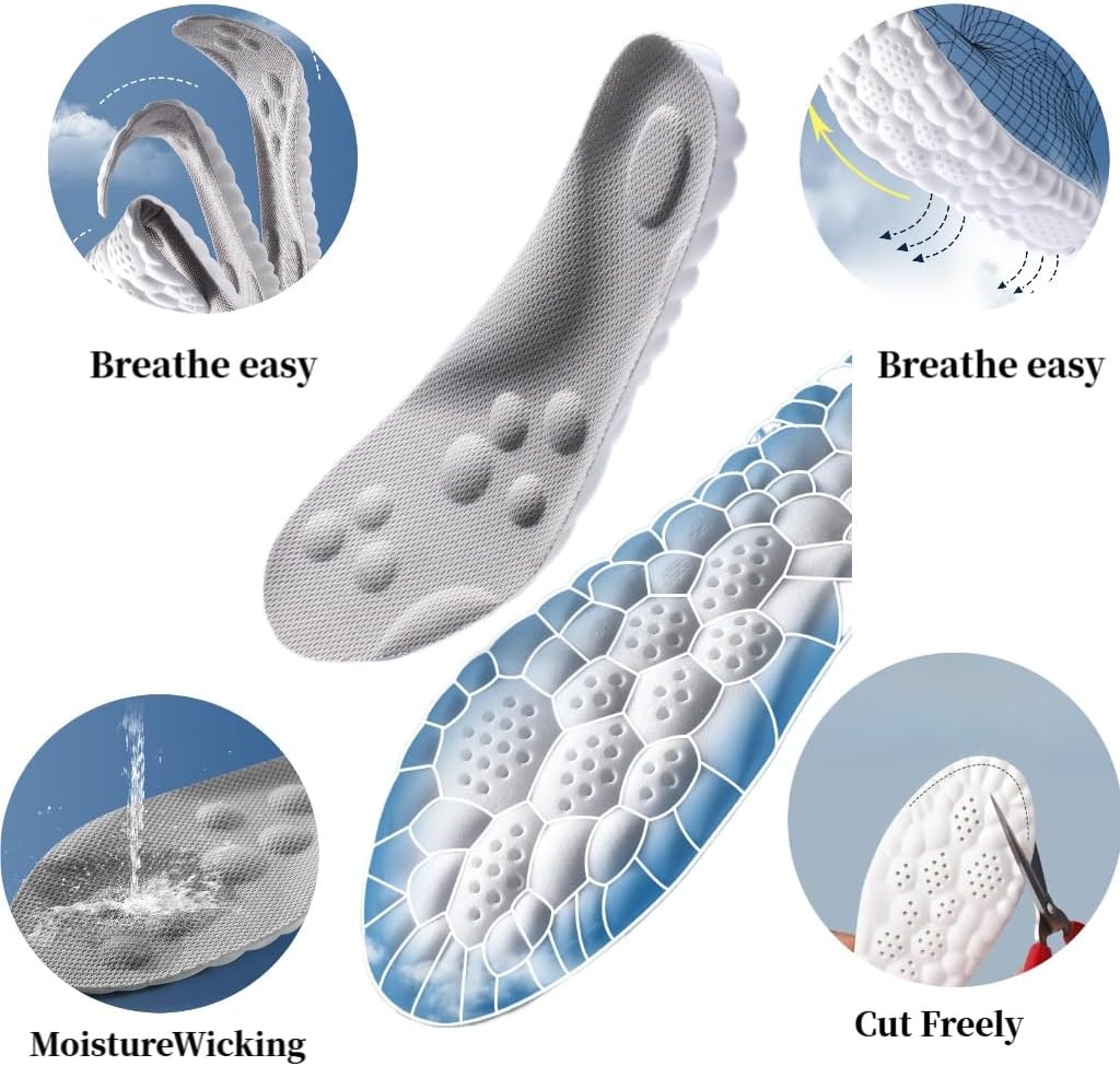 4D Cloud Soles Massage Insoles Soft Breathable Shoe Pads Comfortable ...