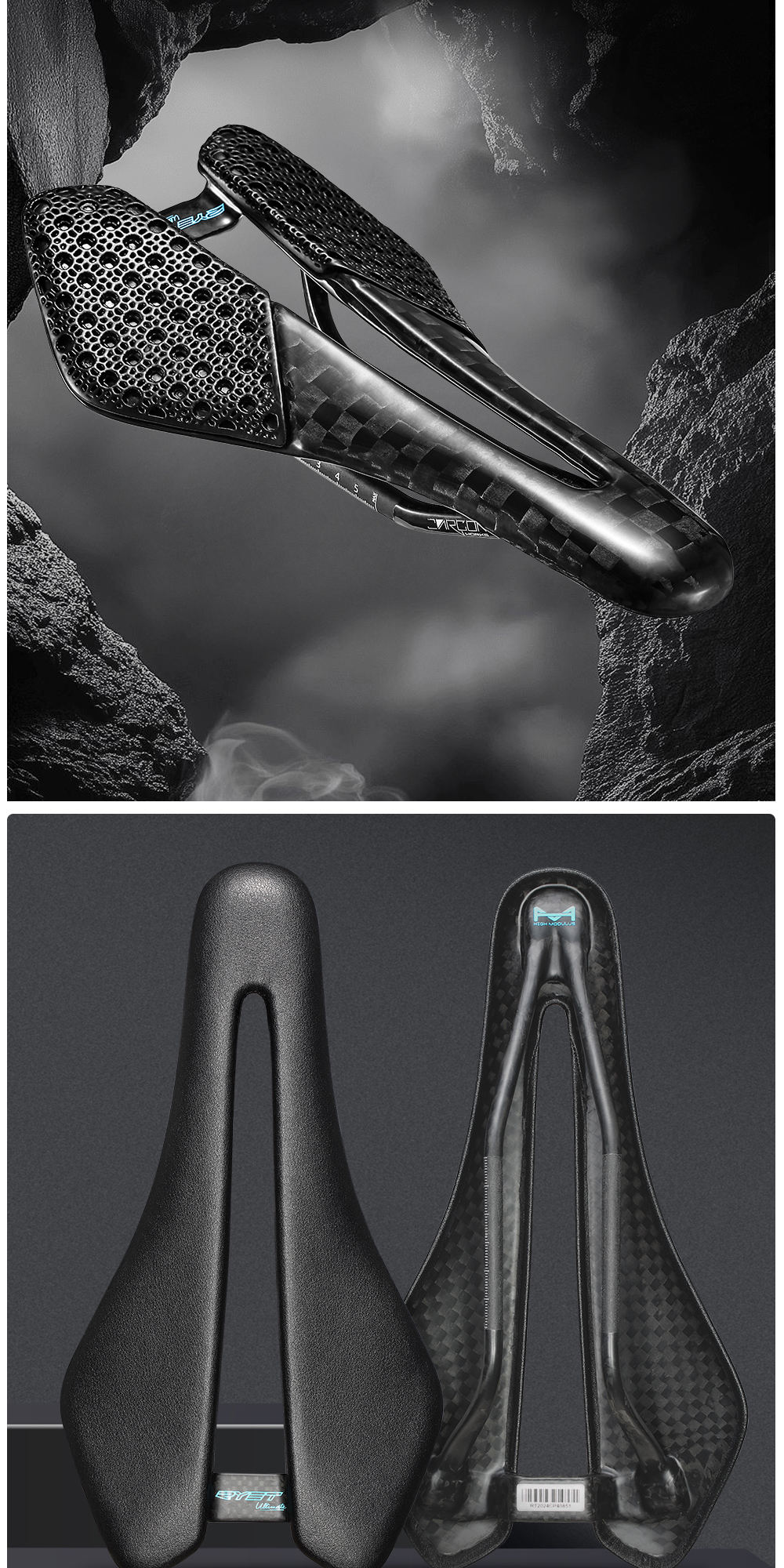 RYET New Design Full Carbon 3D Printed Saddle 12K PU Leather 102g 7x9 ...