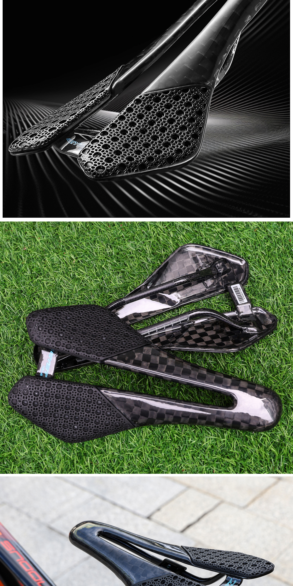 RYET New Design Full Carbon 3D Printed Saddle 12K PU Leather 102g 7x9 ...
