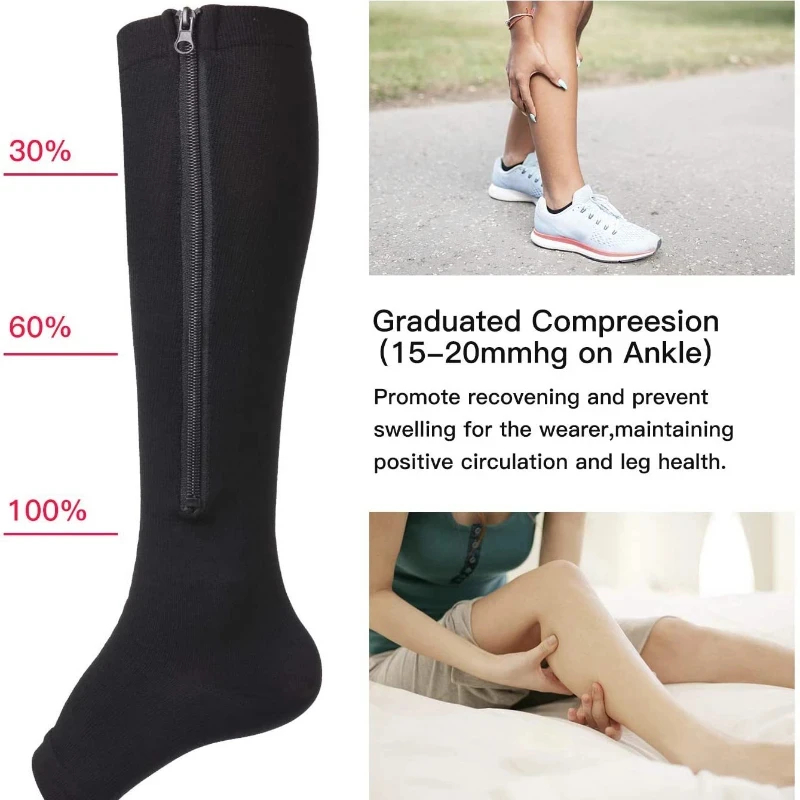 Zipper Compression Socks New Compression Zip Sox Socks Unisex Open Toe ...