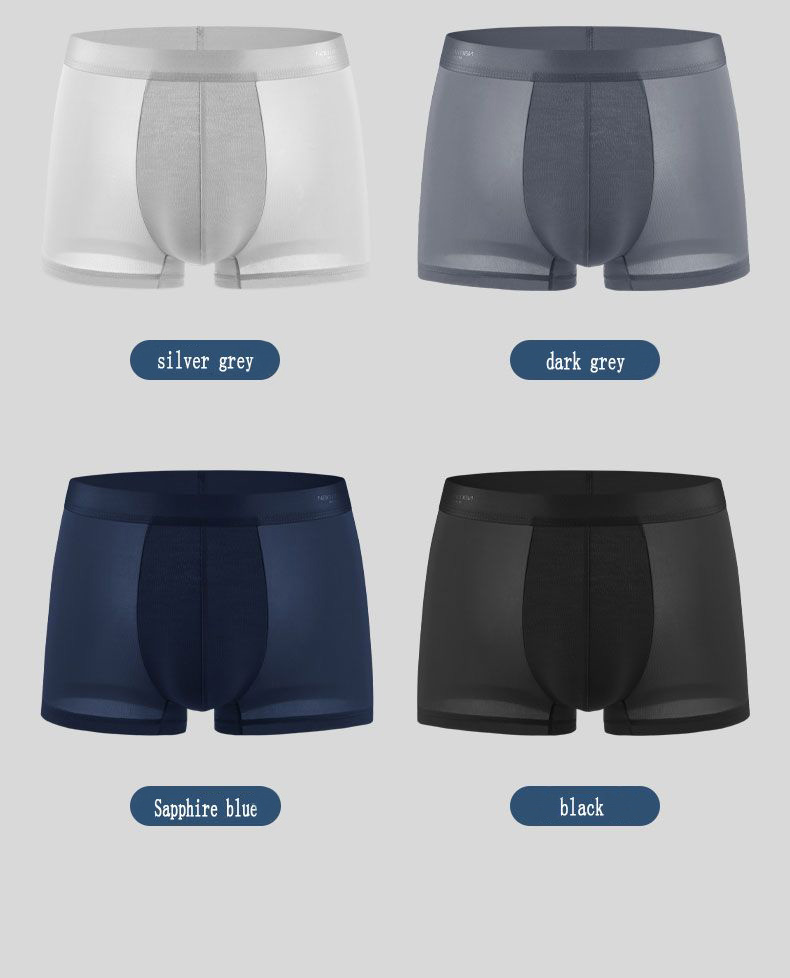 4Pcs Boxer Shorts Men's Underwear Ice Silk Underpants Sexy Panties