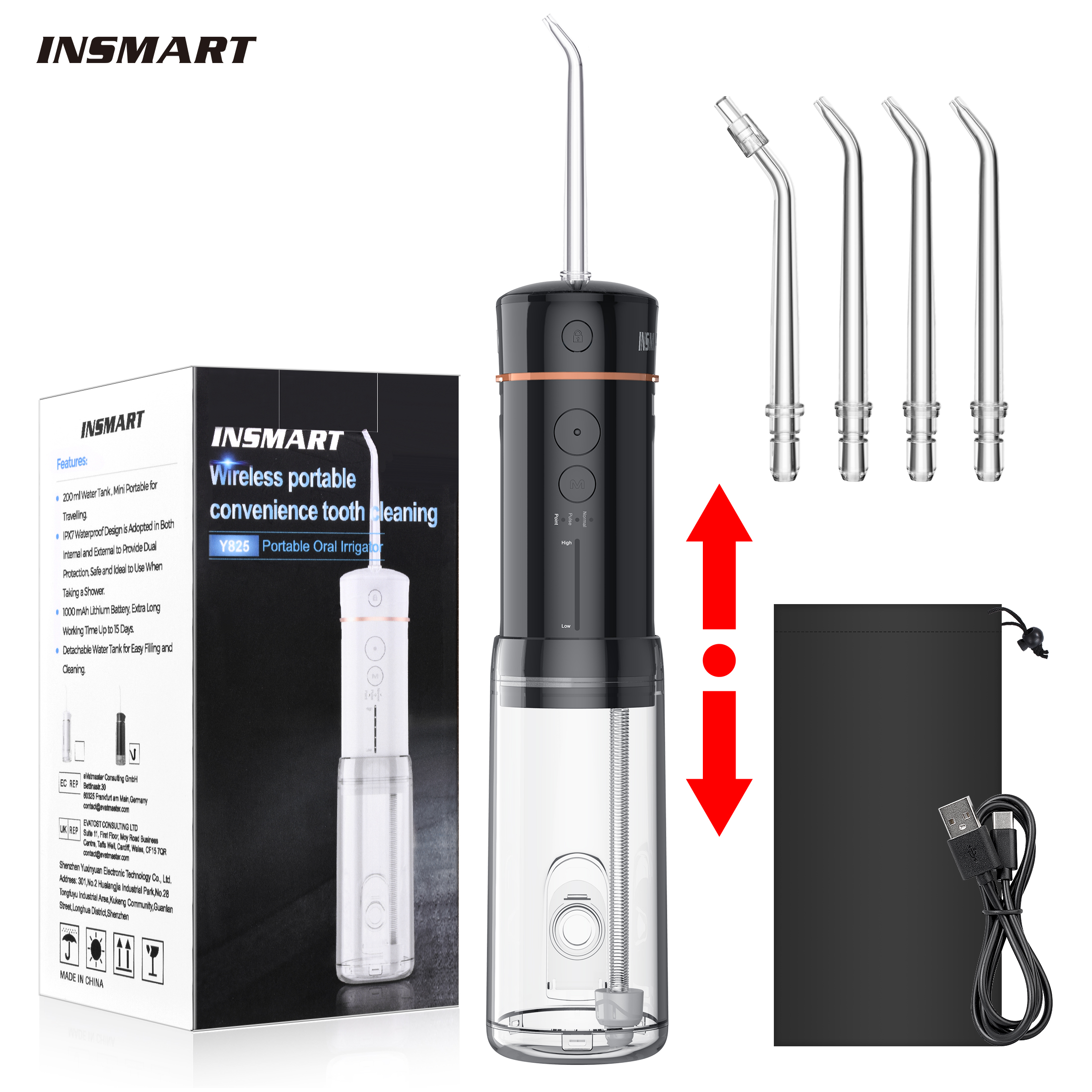 INSMART Water Flosser 4 Modes 7 Nozzles Water Floss Water Flosser Water ...