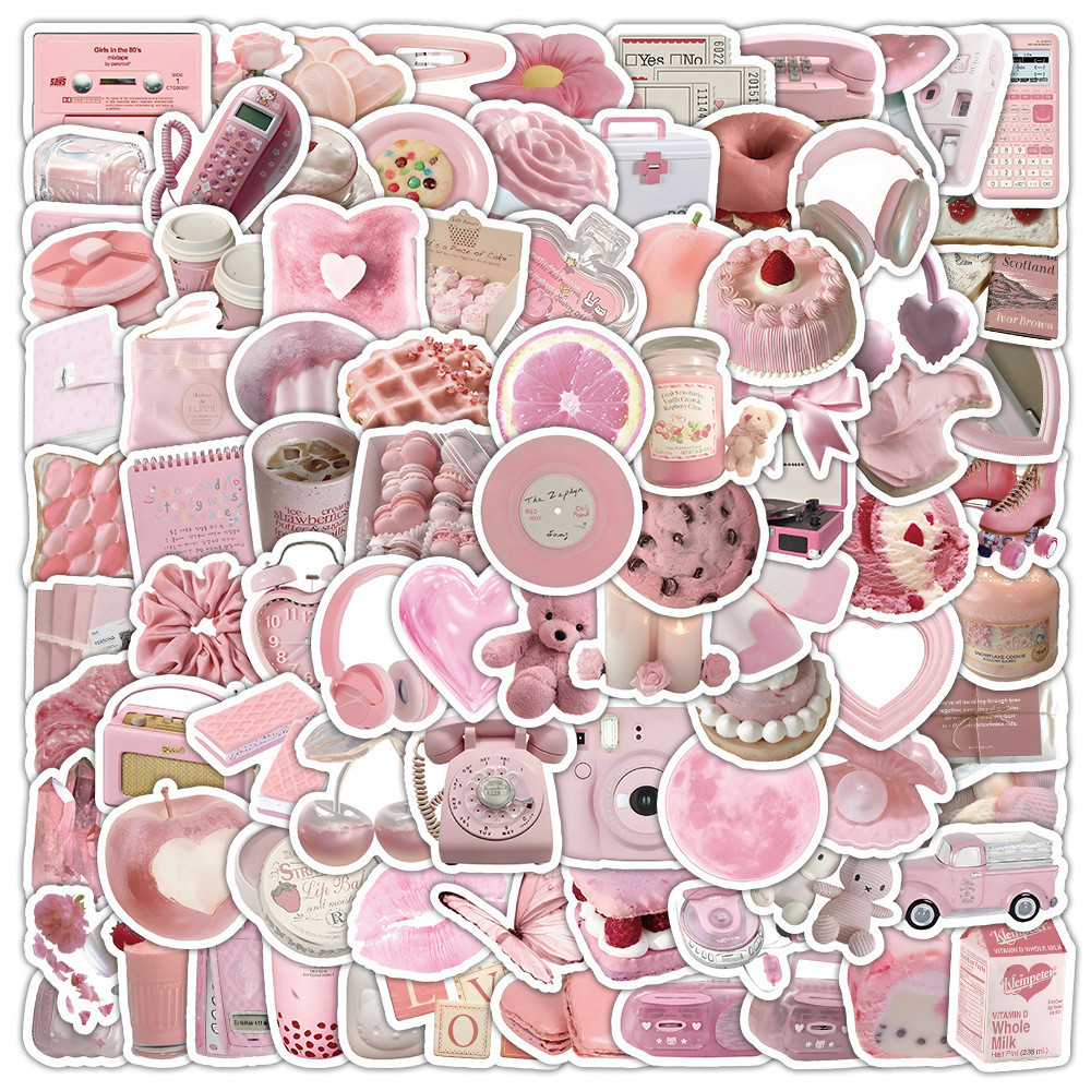 100PCS Light Pink Waterproof Stickers - Vinyl Decals for Helmet, Bike ...