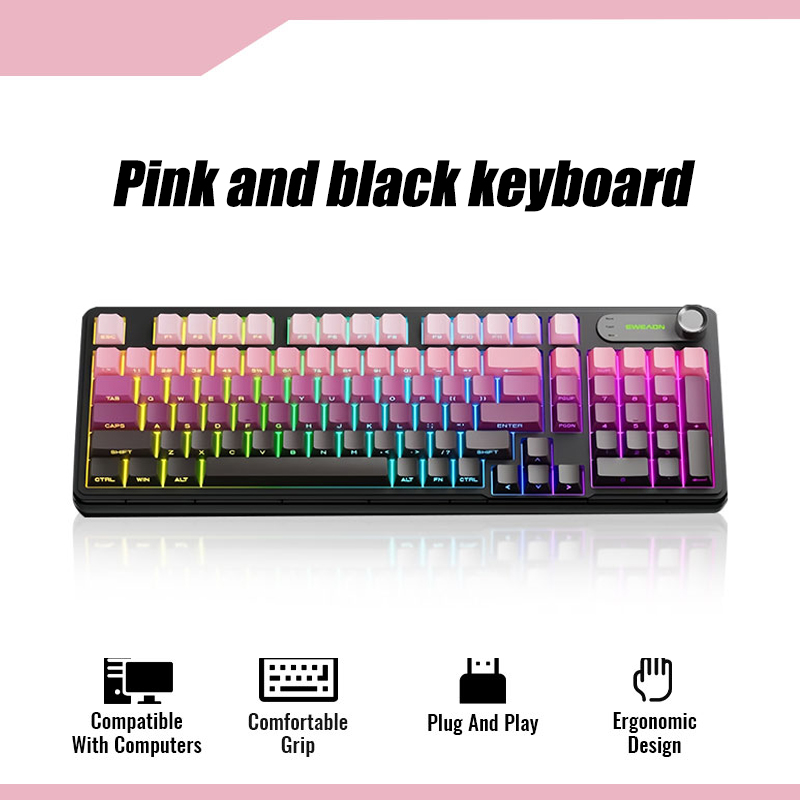INPHIC x Zeus V102 RGB Mechanical Feel Keyboard 16M RGB Colors Silent ...