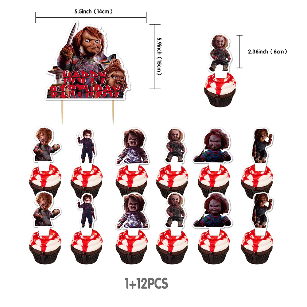 Chucky Themed Birthday Party Decoration Birthday Banner Cake Topper ...