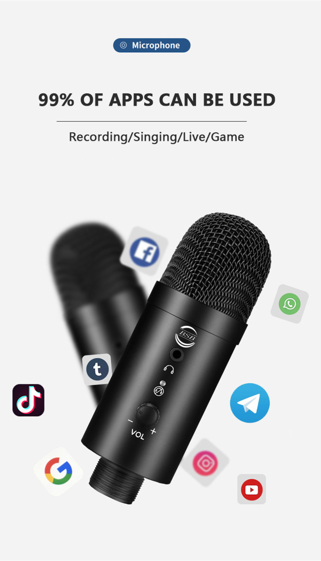 DQQI USB Condenser Microphone for PC Recording Vlogging Videoke Studio ...
