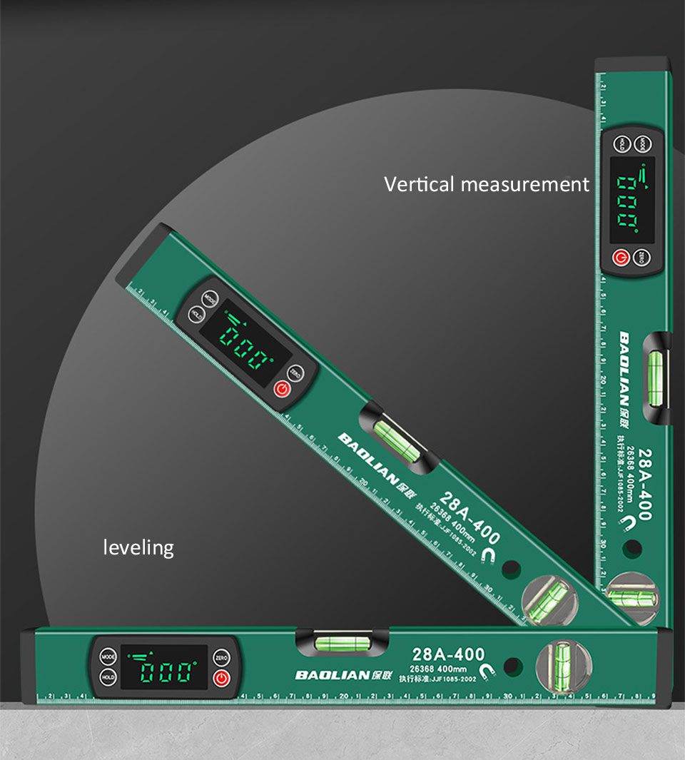30/40/50/60cm Electronic Digital Display Level Ruler 90 Degree Magnetic ...