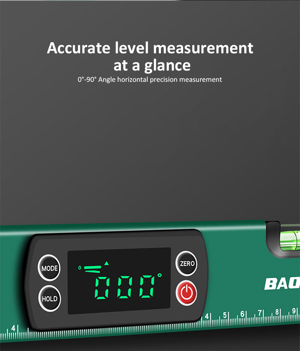 30/40/50/60cm Electronic Digital Display Level Ruler 90 Degree Magnetic ...