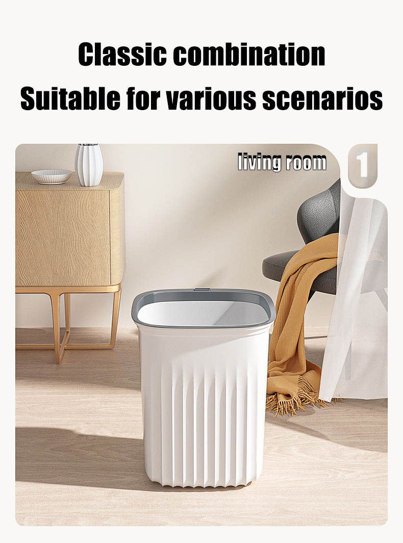 Simple style trash can with trash bag fixing ring hidden and non-slip ...