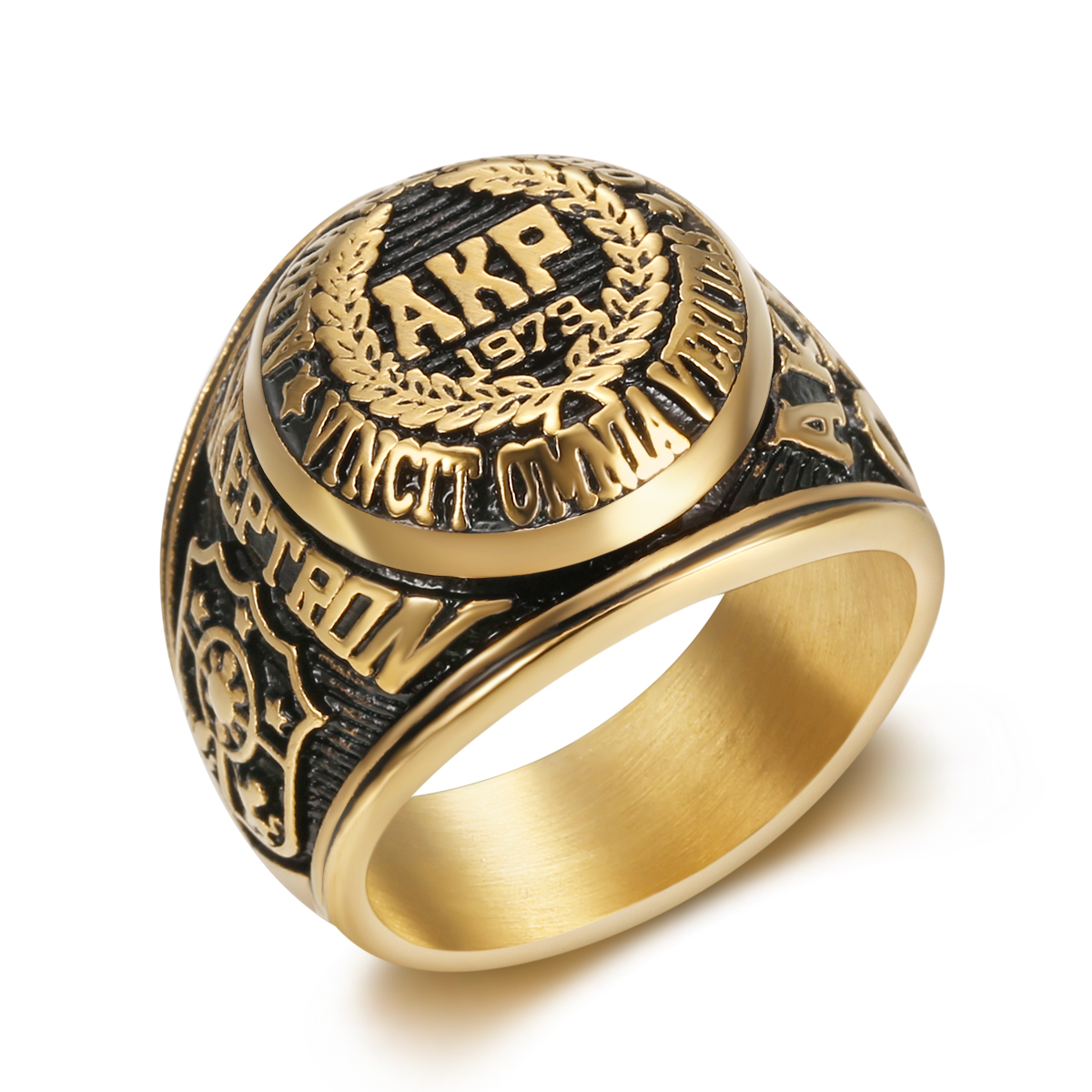 Stainless Steel Solid AKP Bullring for Men AKRHO SKEPTRON 1973 Size 7 ...