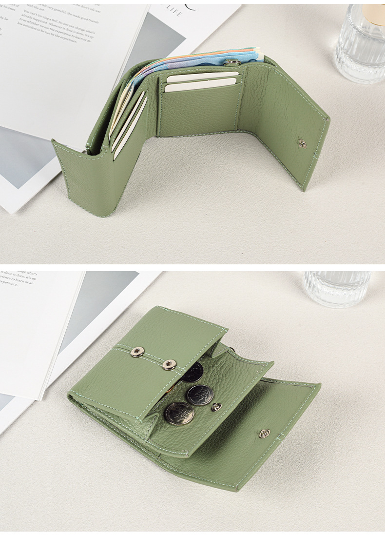 New Style First Layer Cowhide Short Wallet Ladies Genuine Leather ...