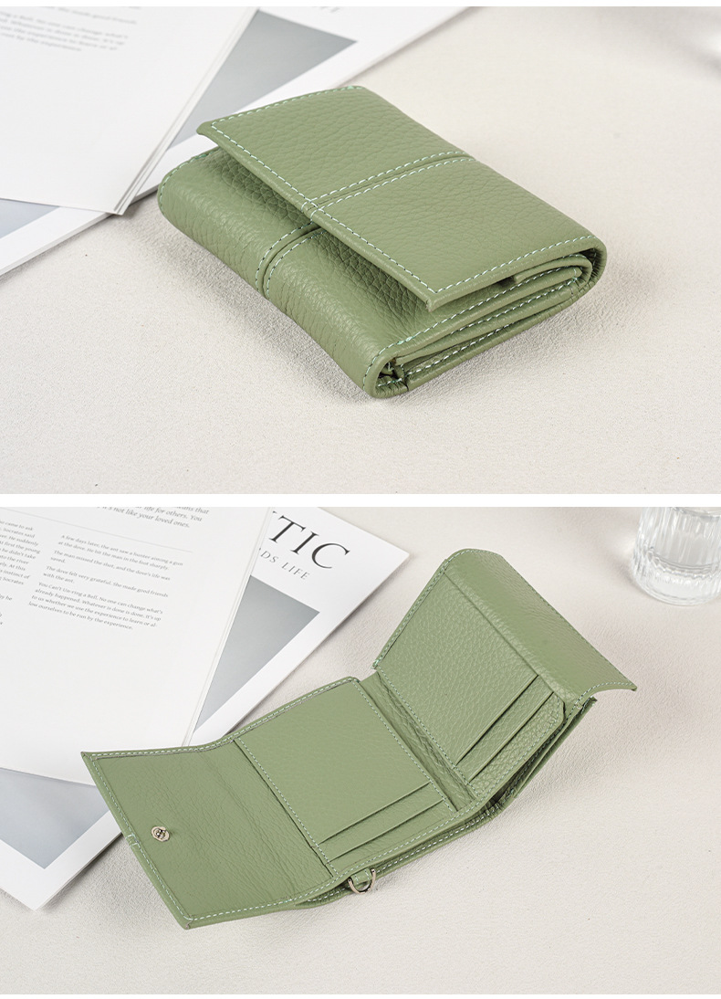 New Style First Layer Cowhide Short Wallet Ladies Genuine Leather ...