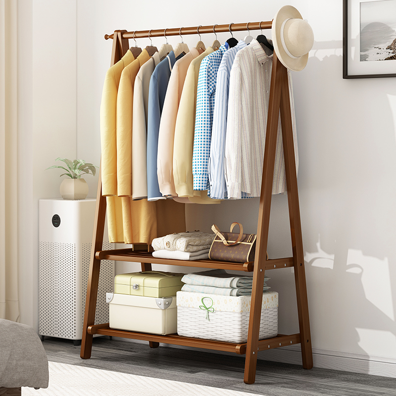 Clothes Rack Bamboo Foldable With Storage Space Clothes Hanger Wood ...