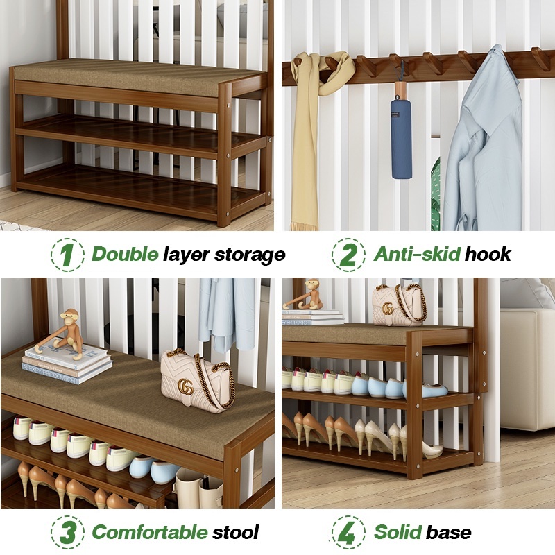 Shoe Rack Stool Storage Modern Storage Stool Seatable Wood Shoe Bench ...