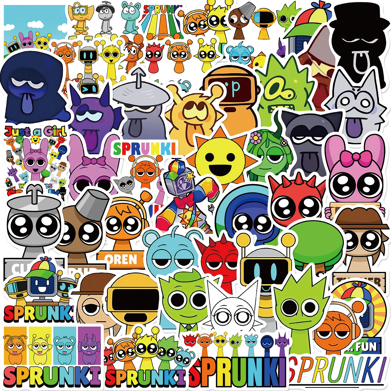 50PCS Sprunki Incredibox Stickers Vinyl Waterproof DIY For Phone Laptop ...