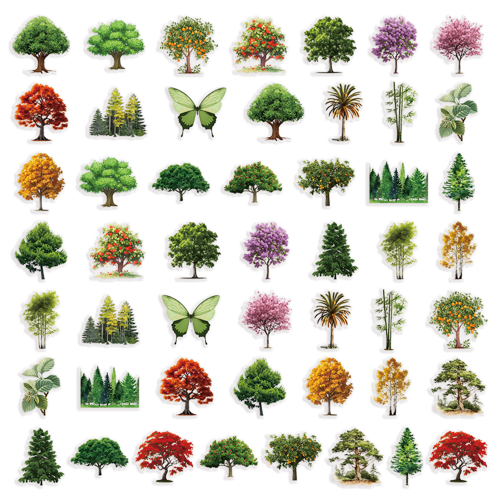 50pcs Cartoon Plant Tree Graffiti Stickers DIY Laptop Phone Waterproof ...