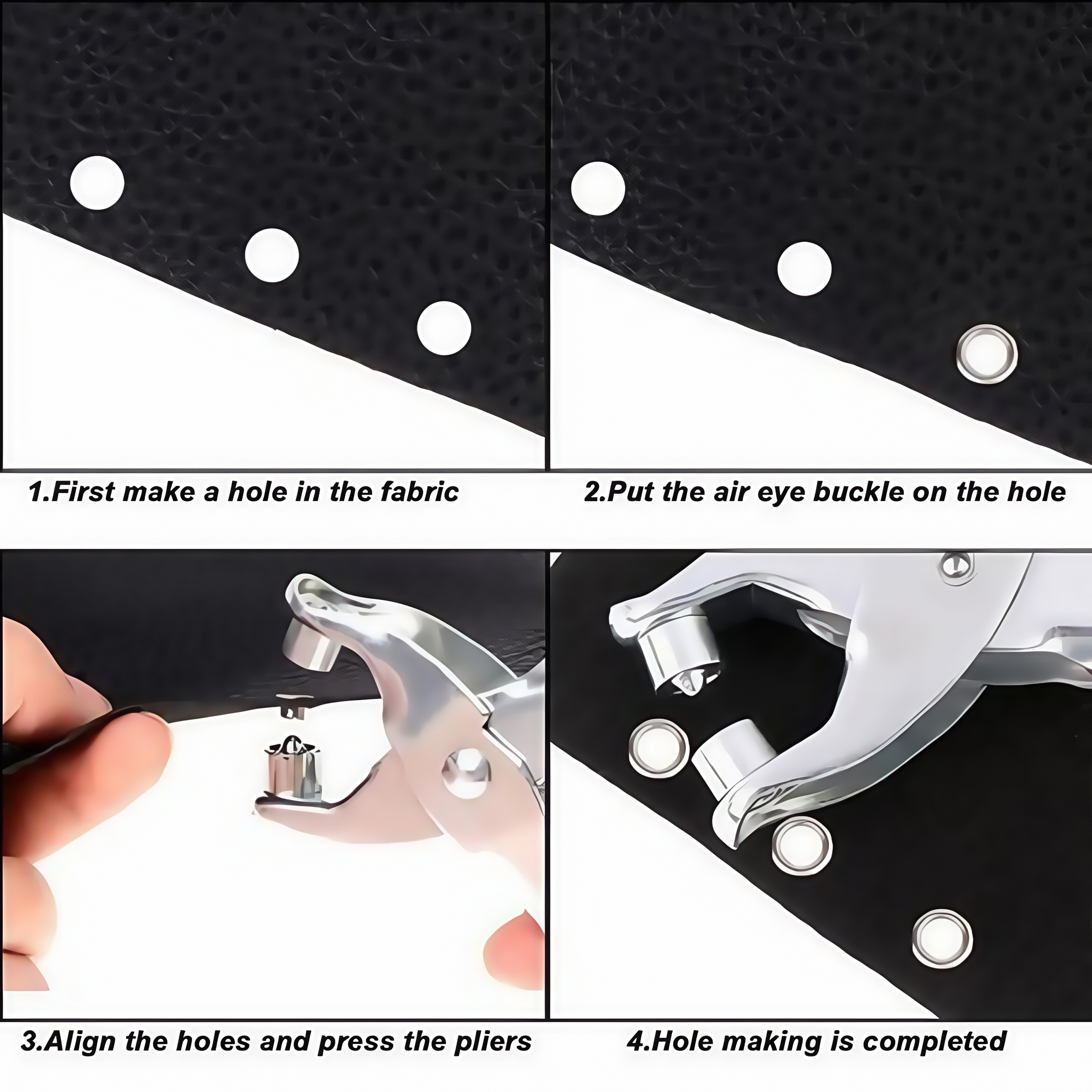 50Pcs Heavy Duty Grommet Eyelet Kit With Aluminum Alloy Hole Punch ...