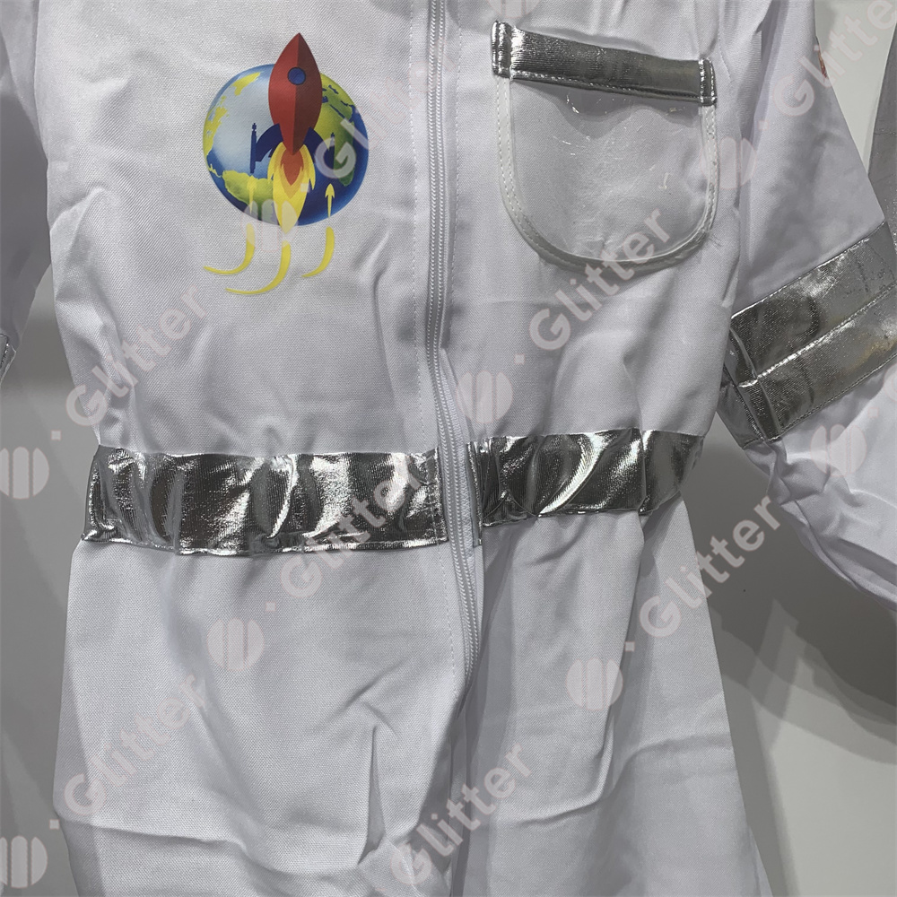 Astronaut Costume for Kids Boy White Sliver Space Suit Jumpsuit Gloves ...