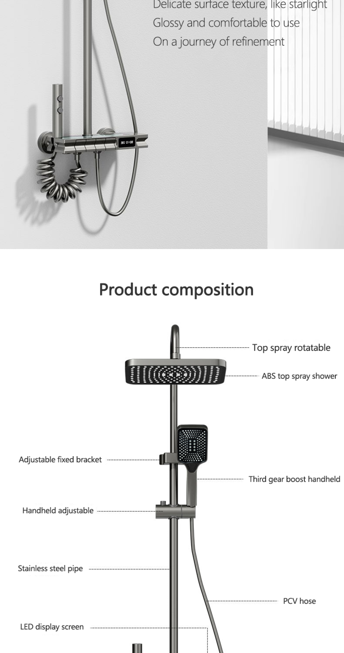 304 Stainless Steel Bathroom Hot and Cold 4 in 1 Brass Body Shower Set ...