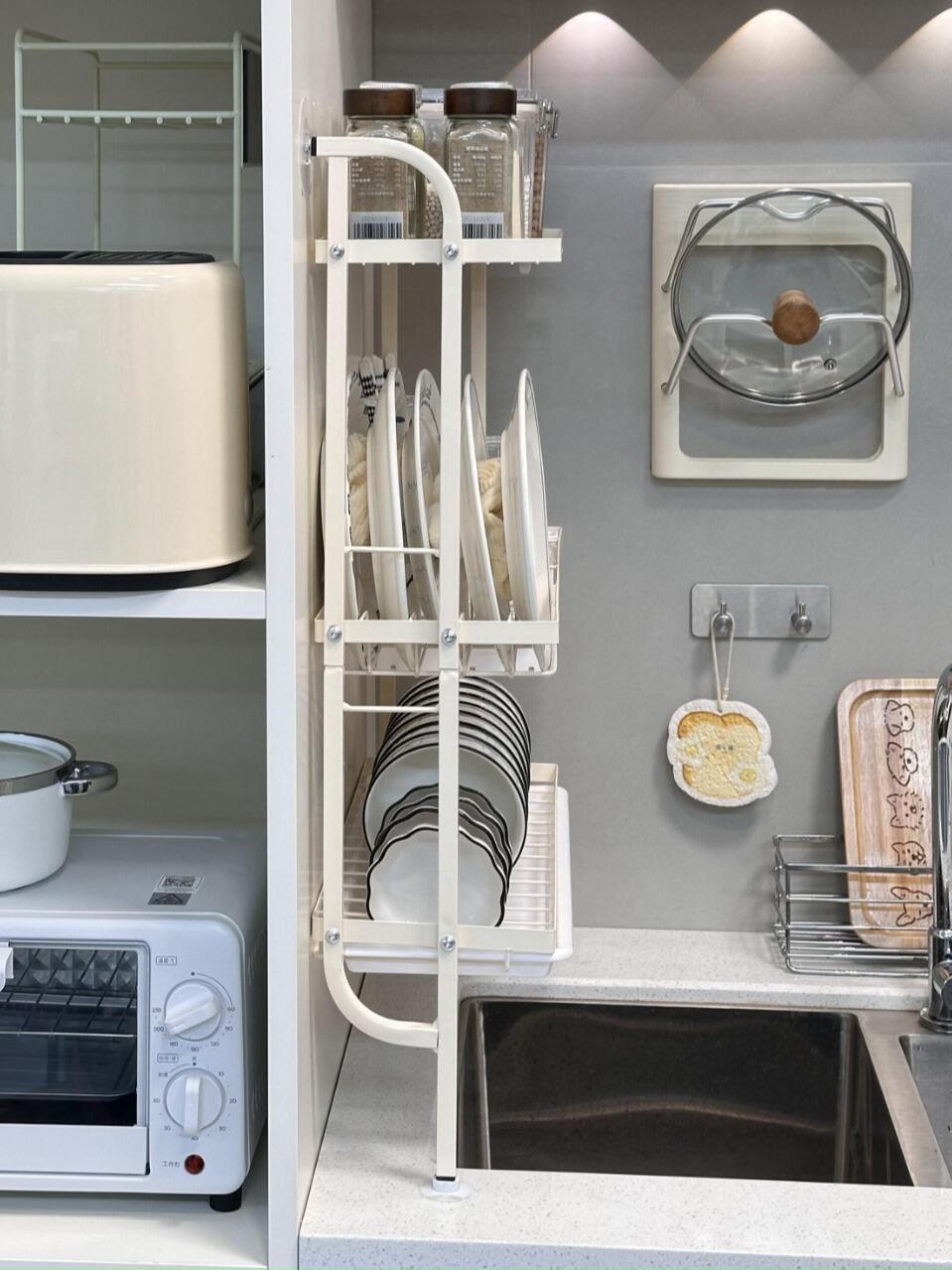 LivinEase Wall-Mounted Dish Rack With Drainer Sink Side Racks Organizer ...
