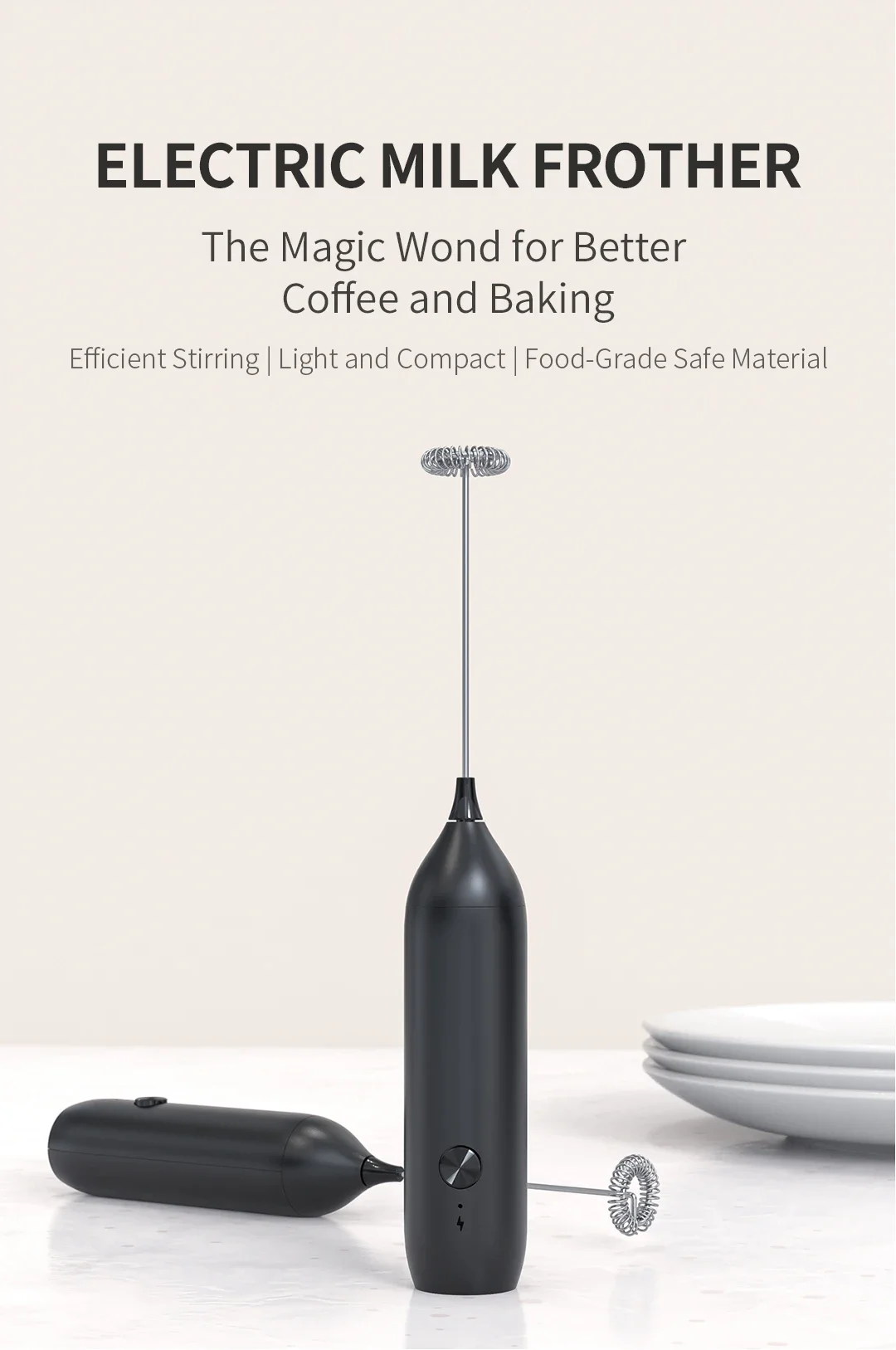 Handheld Coffee Bubbler USB Hand Mixer Electric Adjustable Milk Frother ...