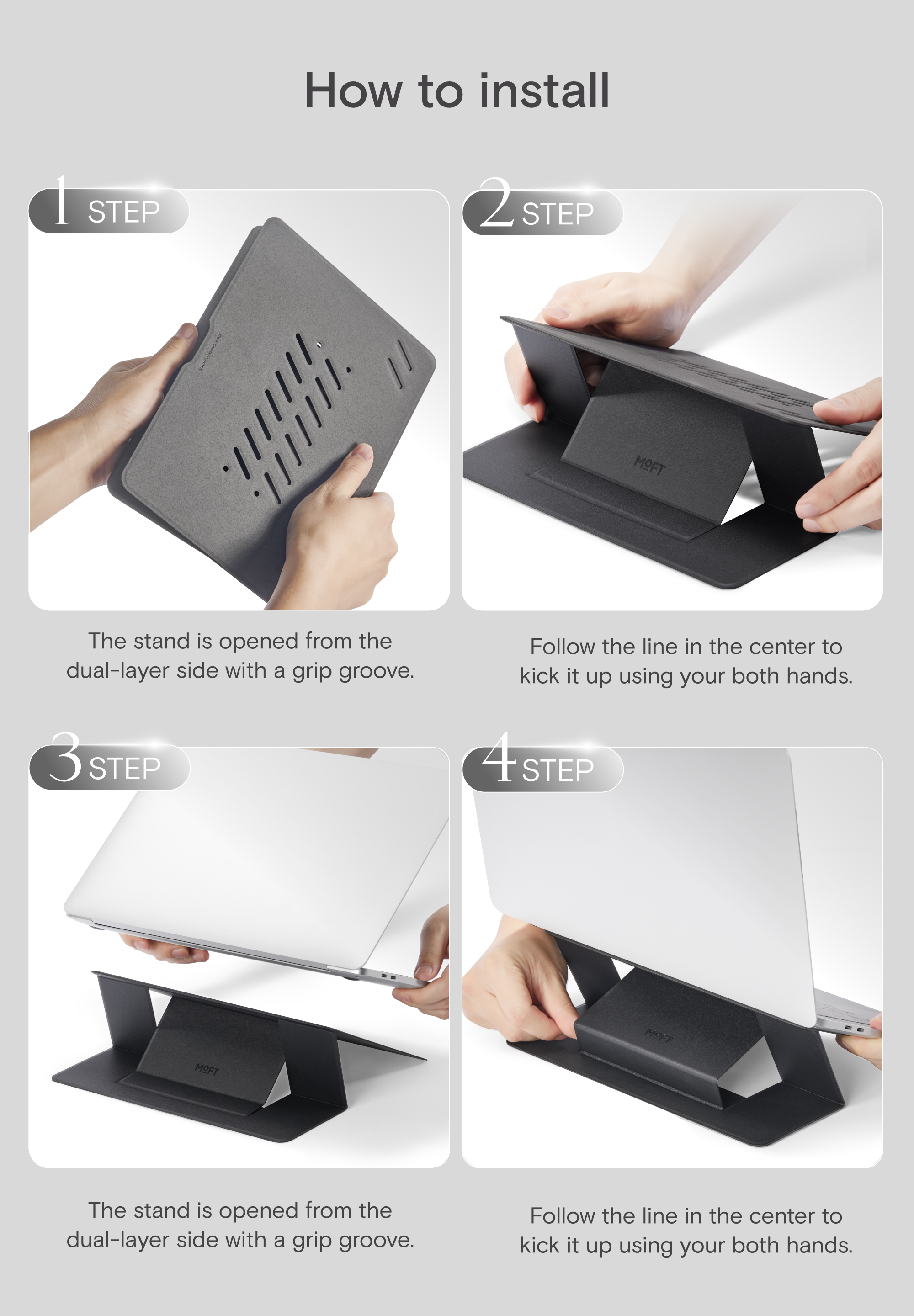 MOFT Invisible Stand Foldable Laptop Stand Adjustable Non-adhesive ...