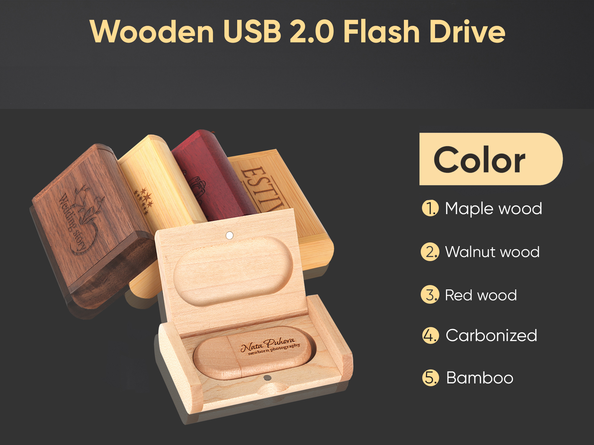 JASTER Free Custom Logo USB 2.0 Flash Drive 64GB Wooden with Box ...