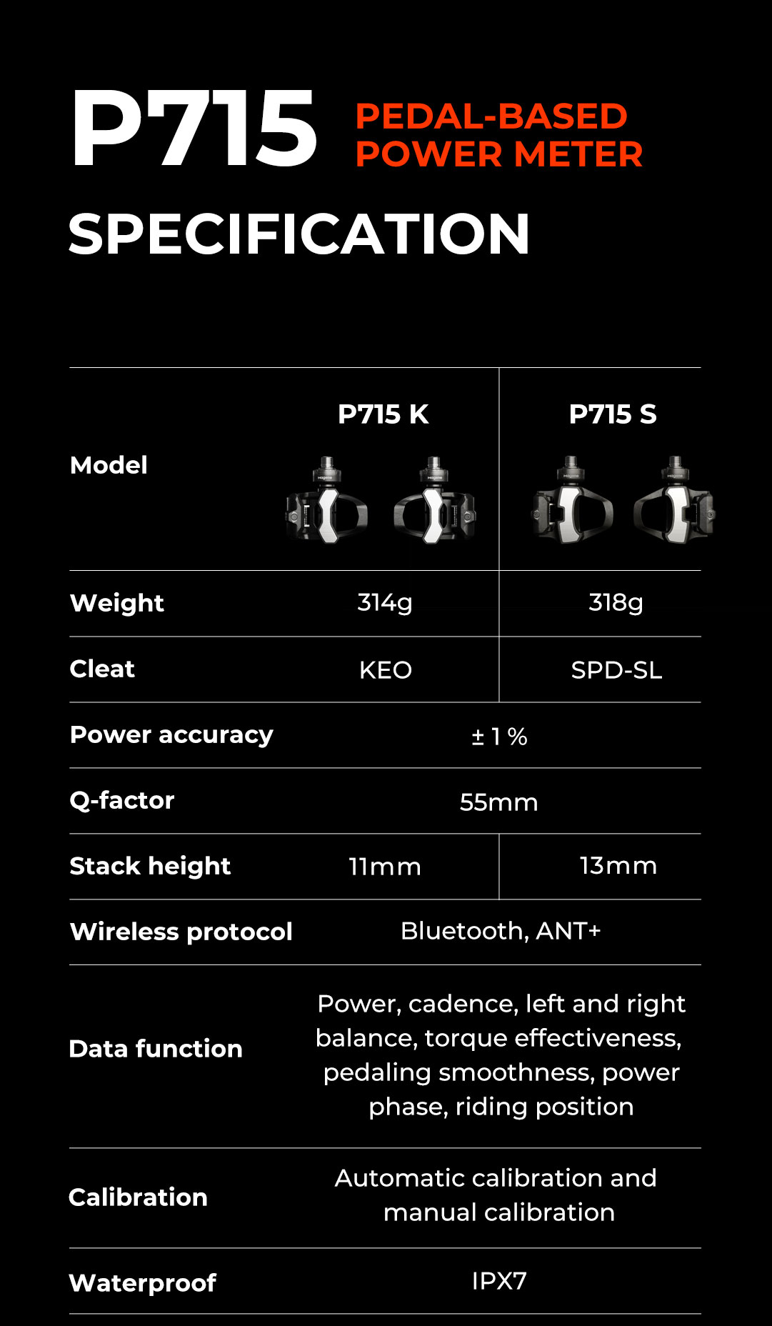 Pedali Misuratore Di Potenza Magene P715 Per Strada - Dual-side, Ricaricabili USB, Compatibili LOOK KEO