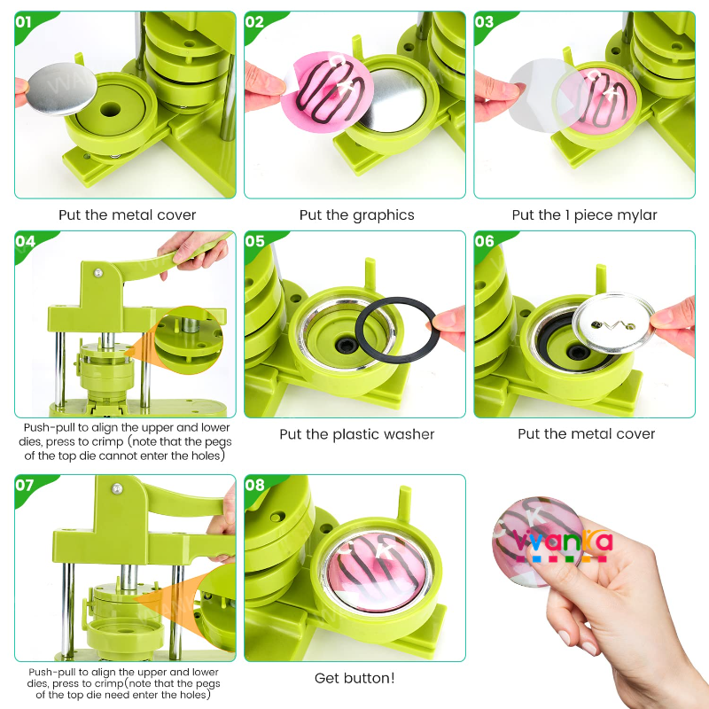 Portable Button Maker Machine DIY Pin Button Handmade Badge Punch Press ...