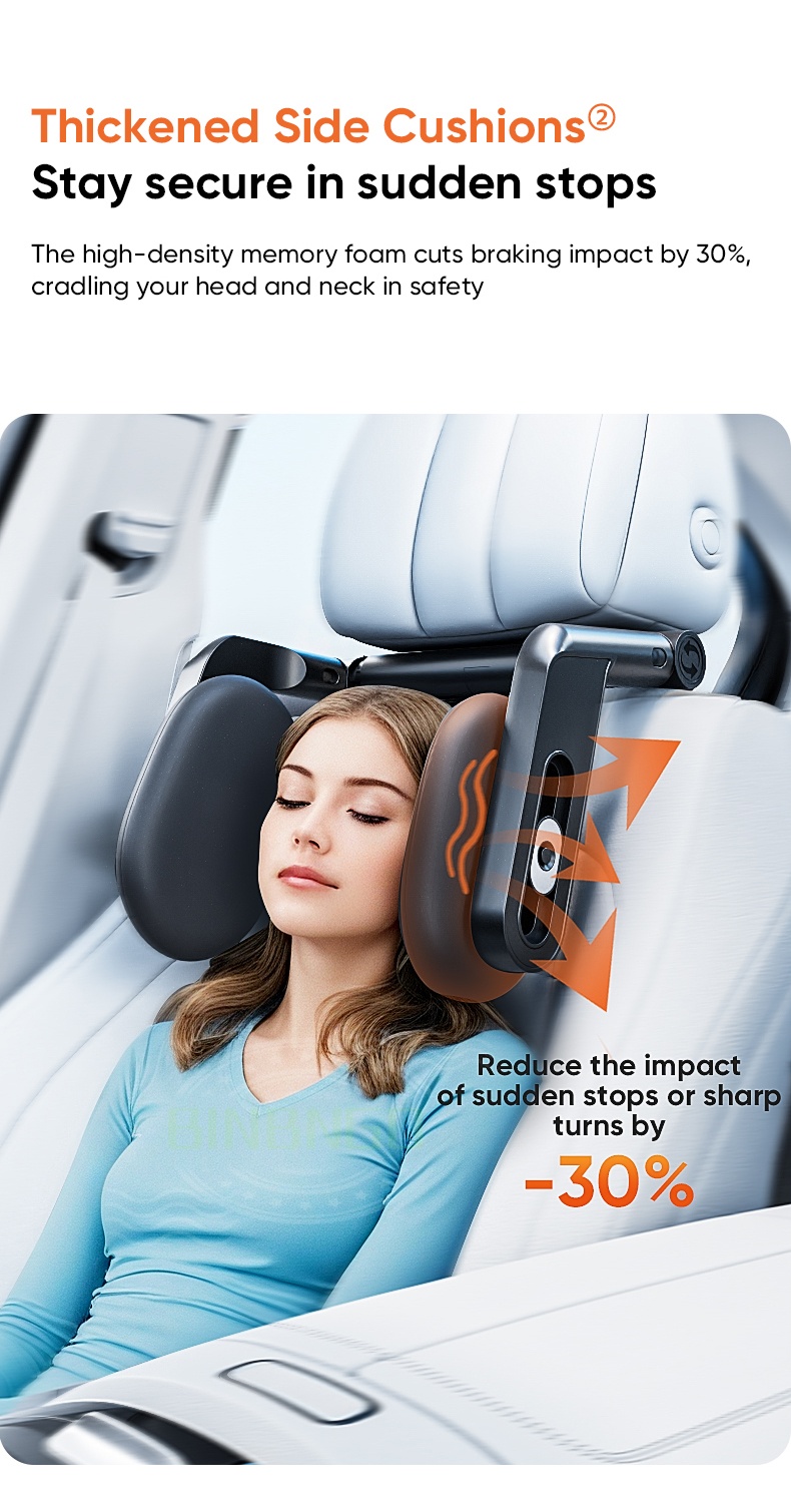 Three-axis linkage dual-hook multi-functional car headrest, memory foam ...