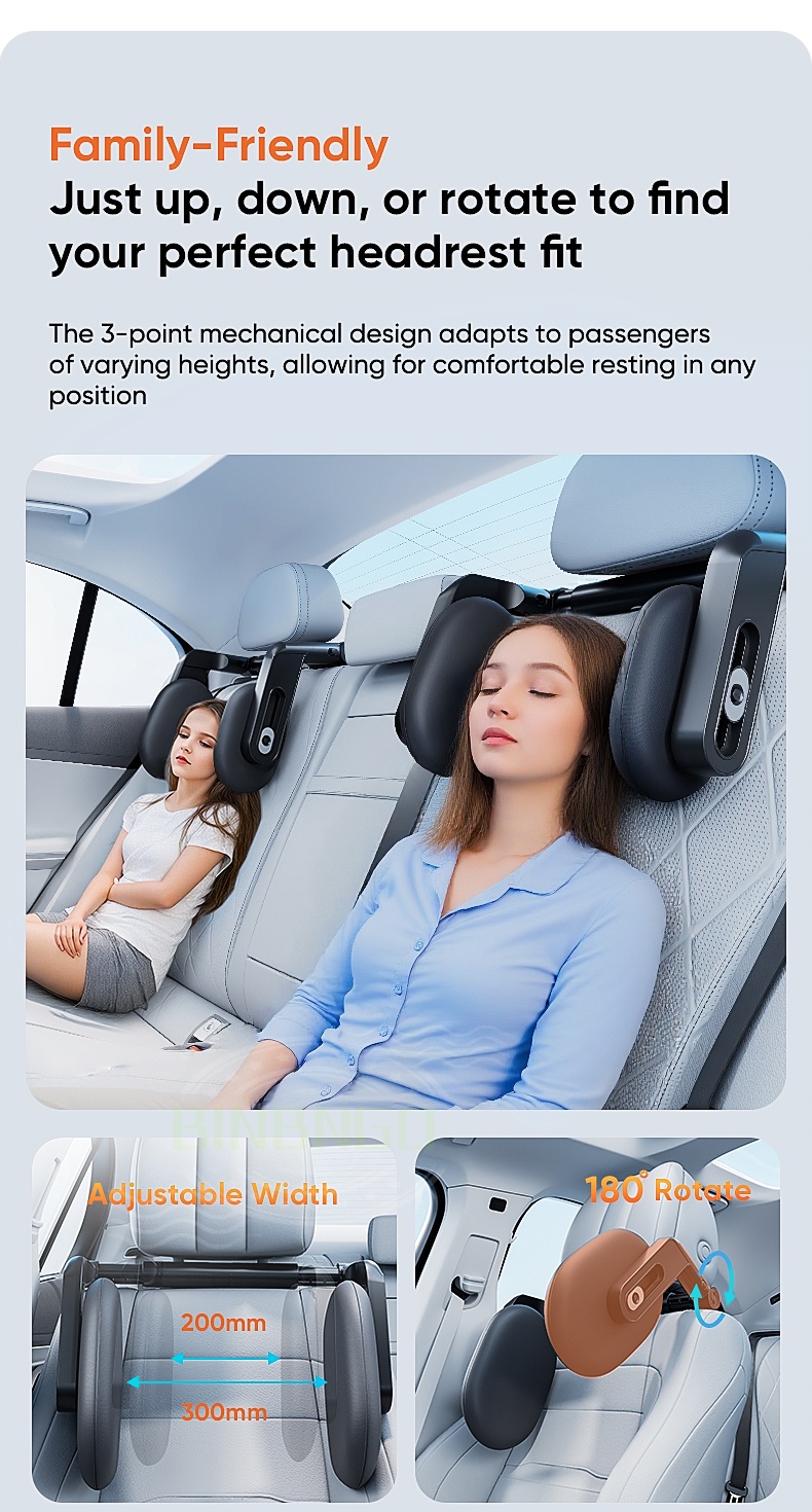 Three-axis linkage dual-hook multi-functional car headrest, memory foam ...