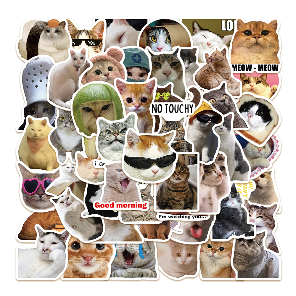 Trendy New 50/100 Pcs Funny Cats Emoji Series Stickers for DIY Luggage ...