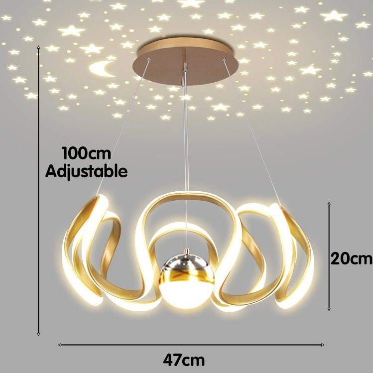 LED Pendant Light Tricolor Dimmable Nordic Modern Star Projection ...