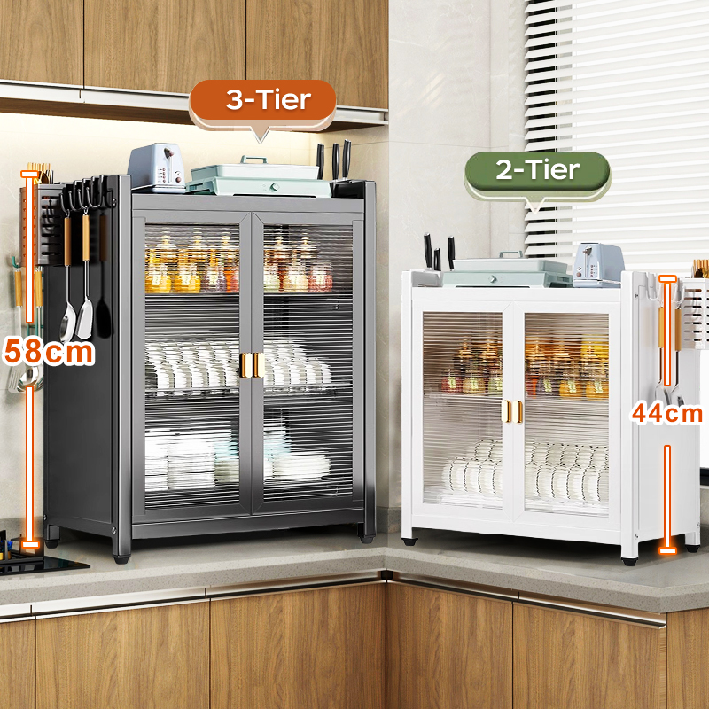 iSPECLE Dish Rack Organizer with Cover, 3 Tier Kitchen Cabinet ...