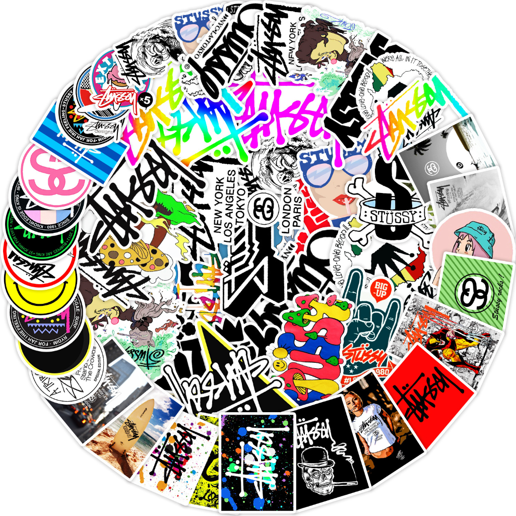 50PCS Fashion Brand Stussy Waterproof Stickers For Notebook Laptop ...