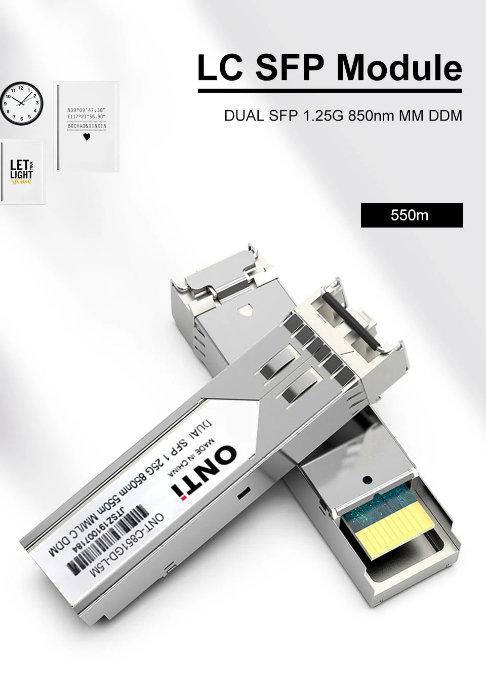 ONTI 1.25G SFP Module Multi-Mode Dual 850nm 550m Gigabit fiber ...