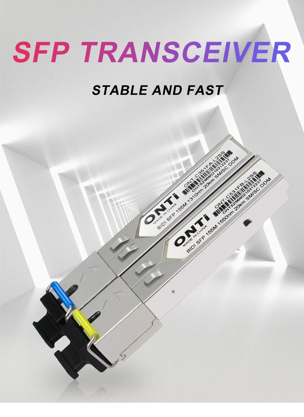 ONTi 155M SFP Module Fiber SC 20km BIDI Single Mode Optical Fiber SFP ...
