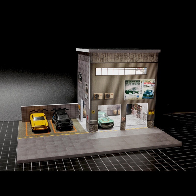 Diorama 1/64 Repair WorkShop Buildings Model Car Tuning Shop Model with ...