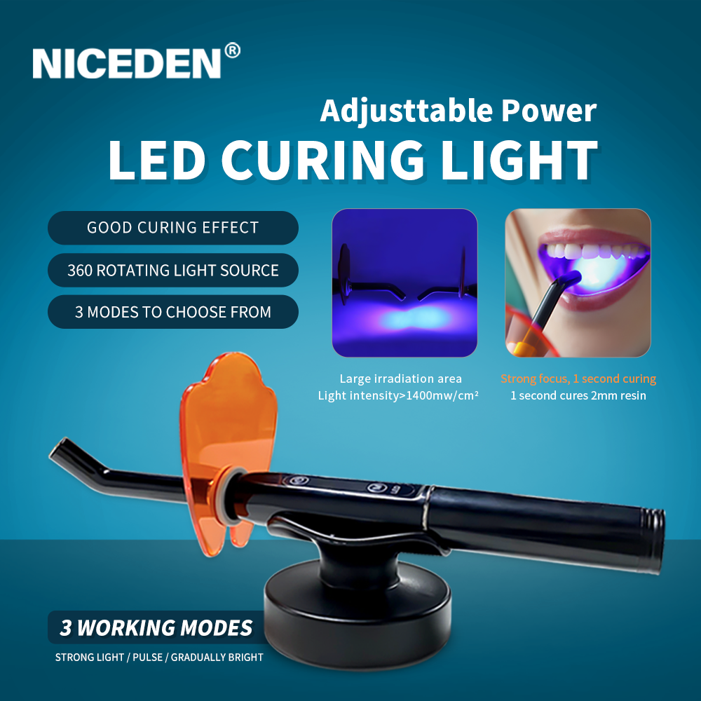 Cordless 5W LED Dental Curing Light - 3 Modes, 1-20 Second Timer, 800-1400 MW/cm²