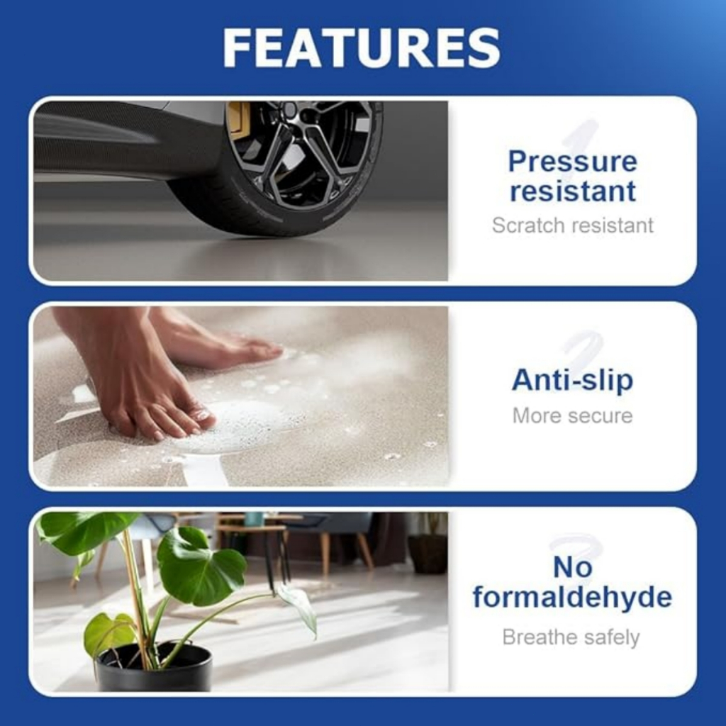 【Durable For 50 Years】Epoxy Floor Paint Wear-Resistant 1kg with Brush ...