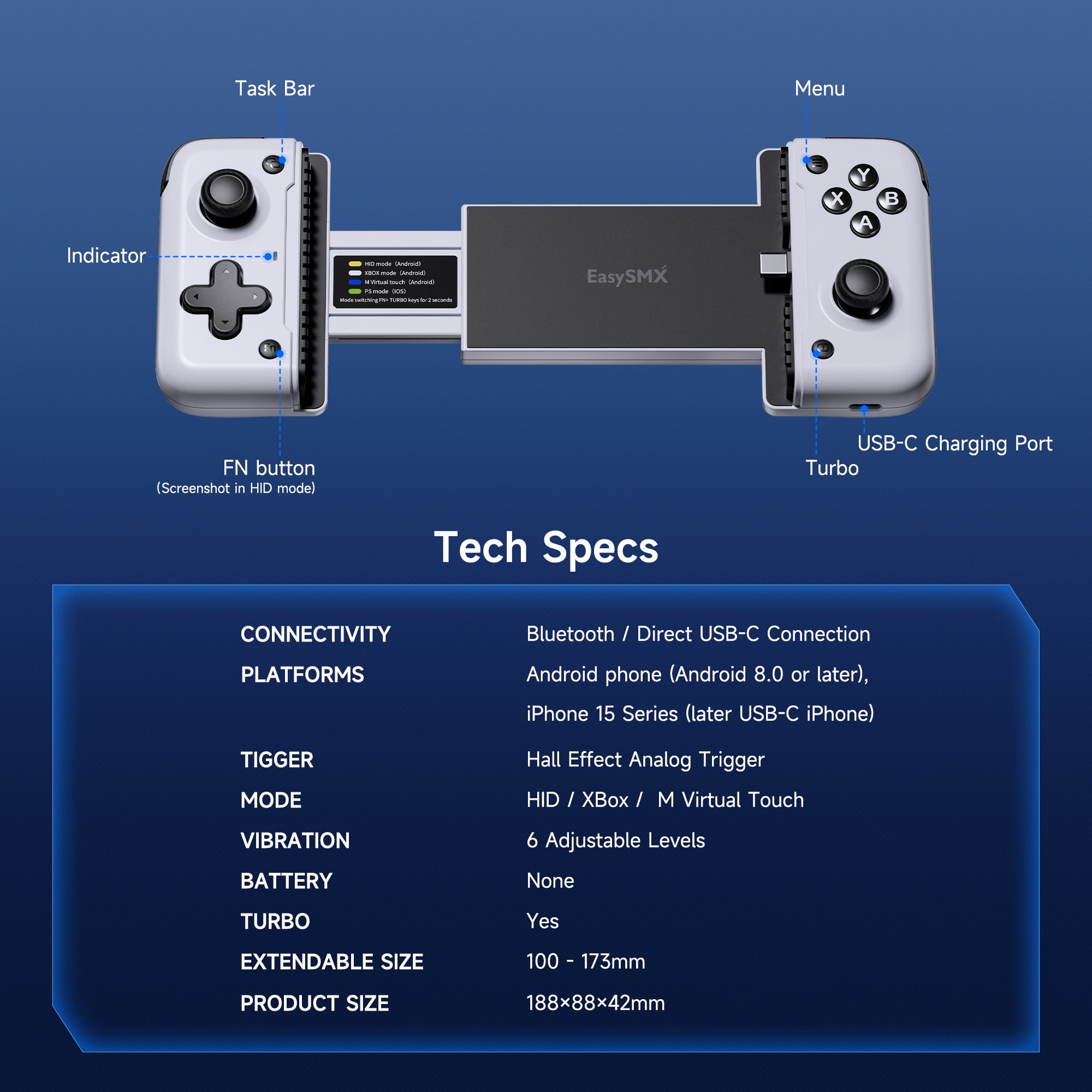 EasySMX M05 Wireless Controller Type C Version for Android / IPhone 15 ...