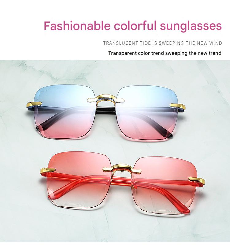 Sunglasses for Women Fashion Rimless Beach Gradient Sunglass Fashion ...